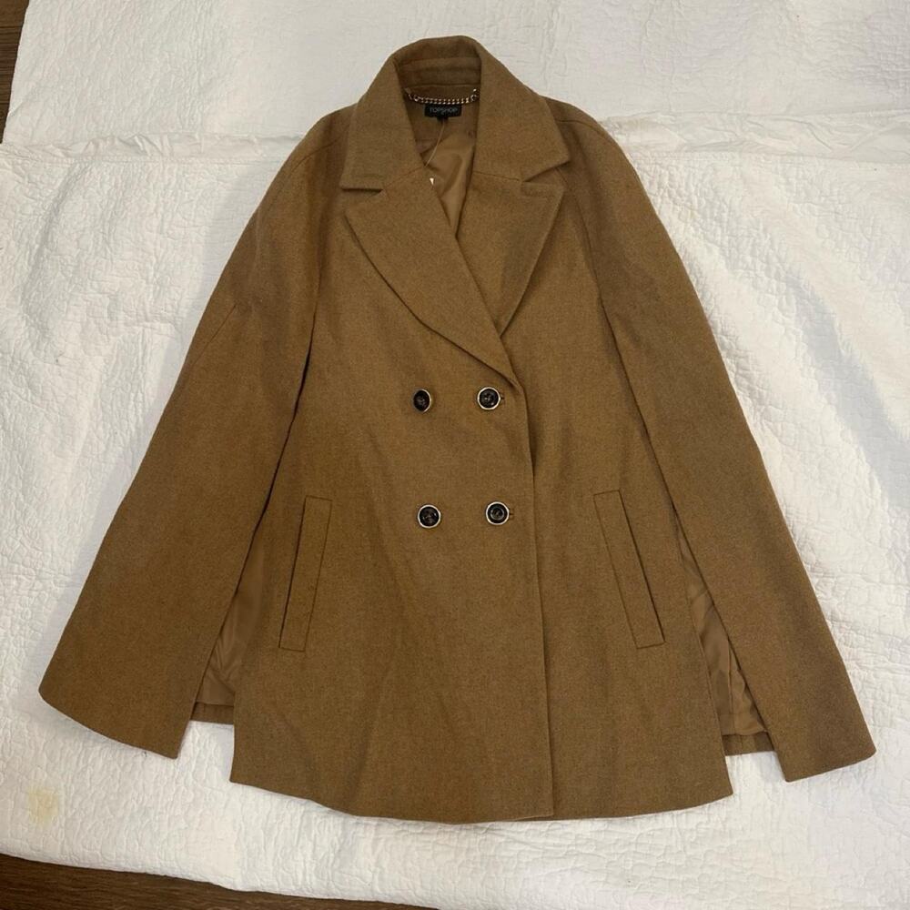 Topshop camelcaramel double breasted cape coat